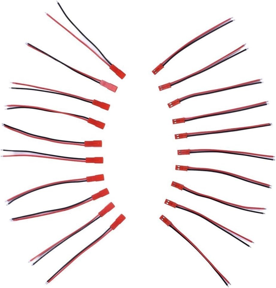Versatile 2 Pin JST Connector Cable – 20 Pairs for Mini RC Helicopters and LEDs