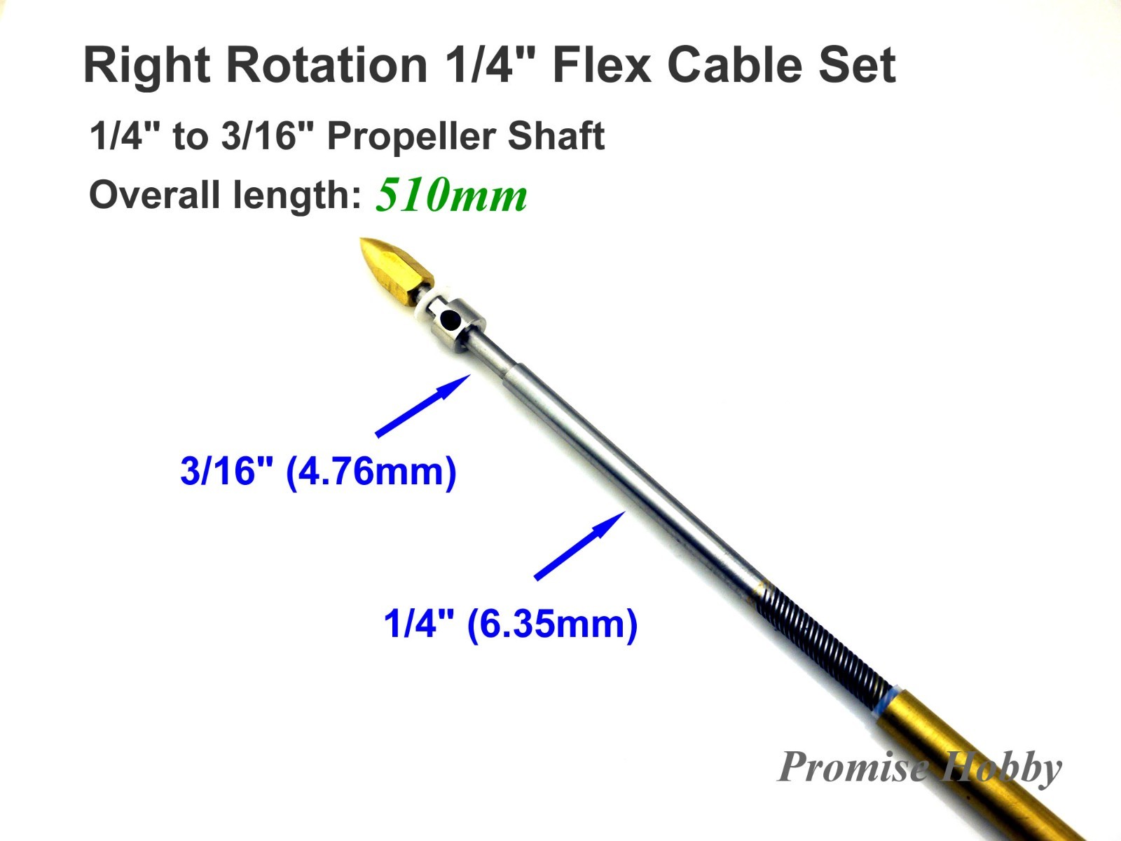 1/4″ Left / Right Flex Cable W/ 1/4″ to 3/16″ Propeller Shaft for RC Model Boat