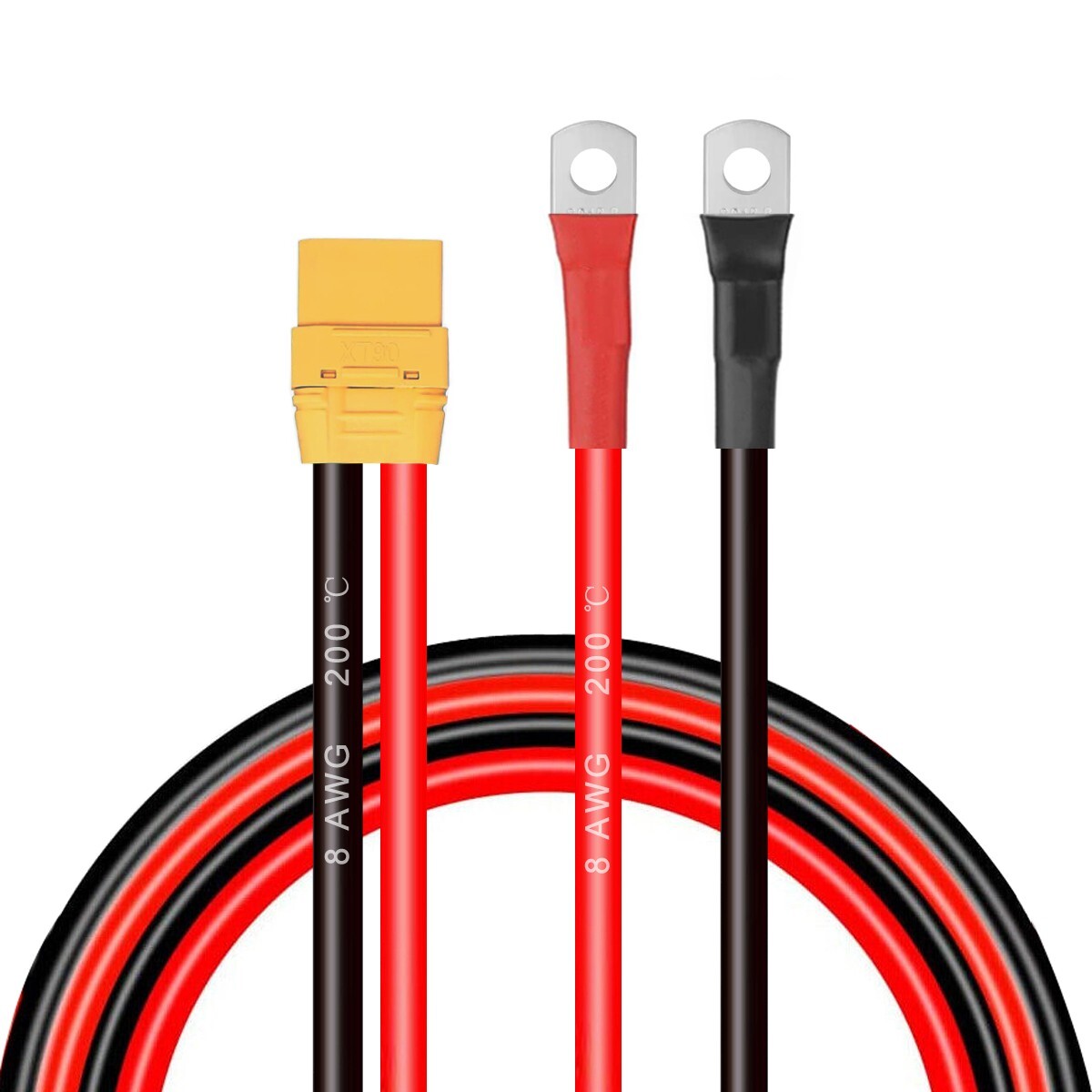 8 AWG XT90 Female Male Connector to M8 Lug O Ring Terminal Battery Cable for RC