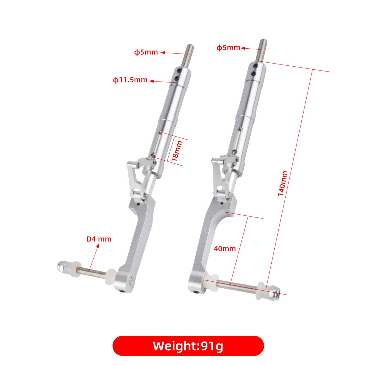 Alu Alloy Anti-Vibration Landing Gear For P57 RC Airplane ф5xD4mmx161mm 1 Set