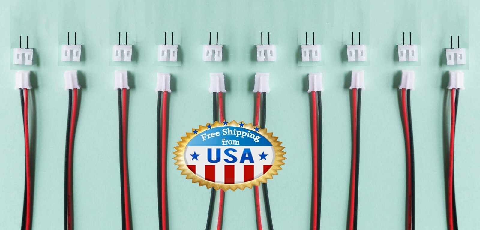 10 pairs Mini Micro JST PH 2.0mm 2Pin, 10 FEMALE W. Cable & 10 MALE Connector.