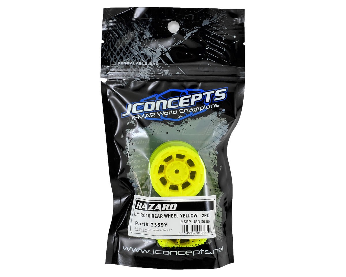 JConcepts Hazard 1.7″ RC10 Rear Wheel (Yellow) (2) [JCO3359Y]
