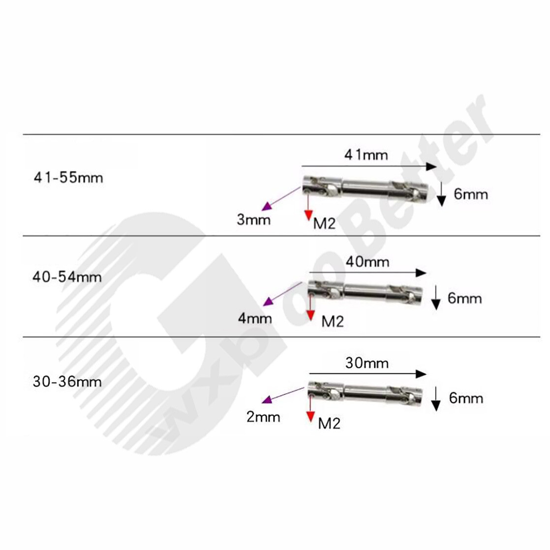 Universal Transmission Shaft Joint Telescopic Drive Shaft Coupling Coupler 2~5mm