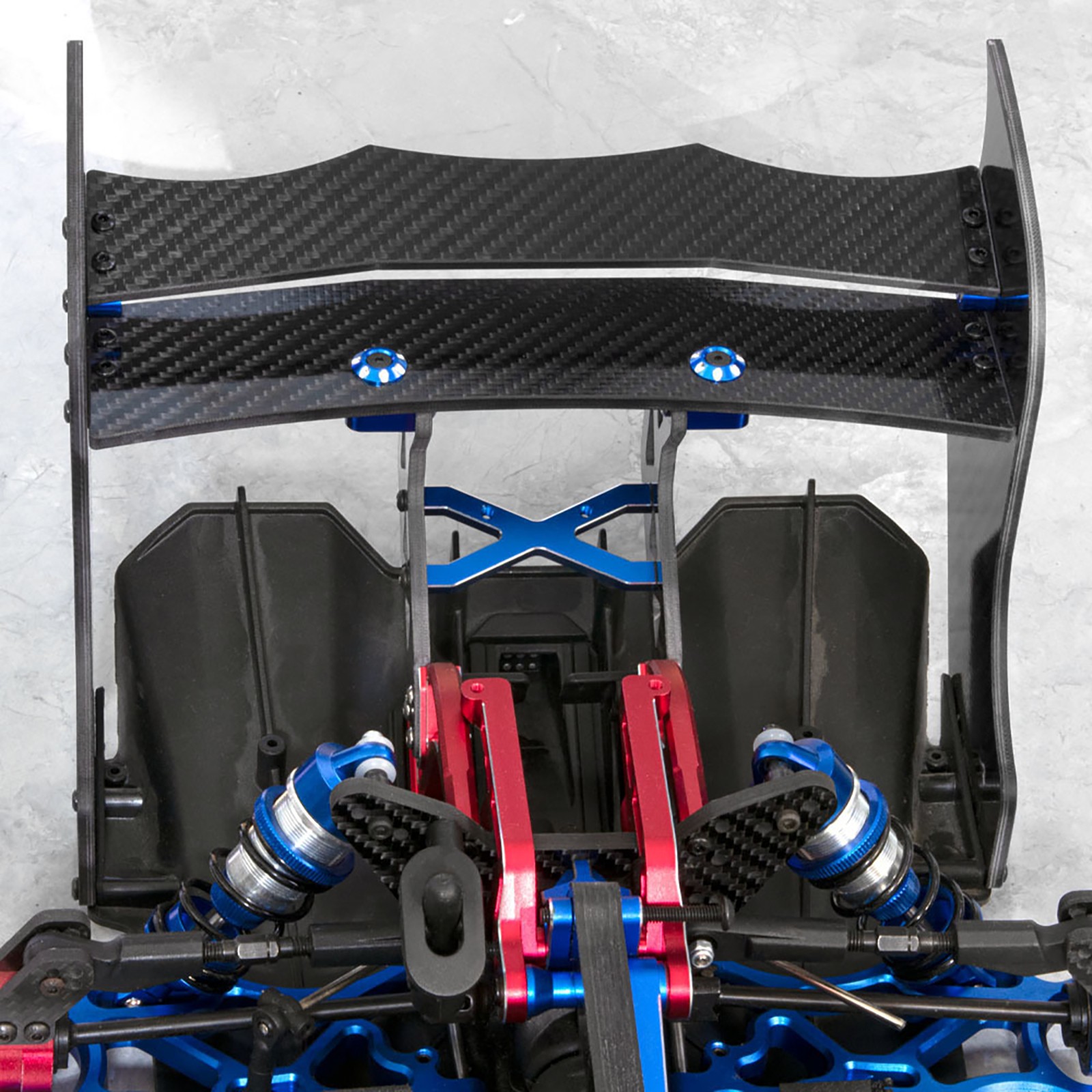 Blue/Red Carbon Fiber Rear Tail Wing Set For ARRMA F1 LIMITLESS 1/7 RC Car