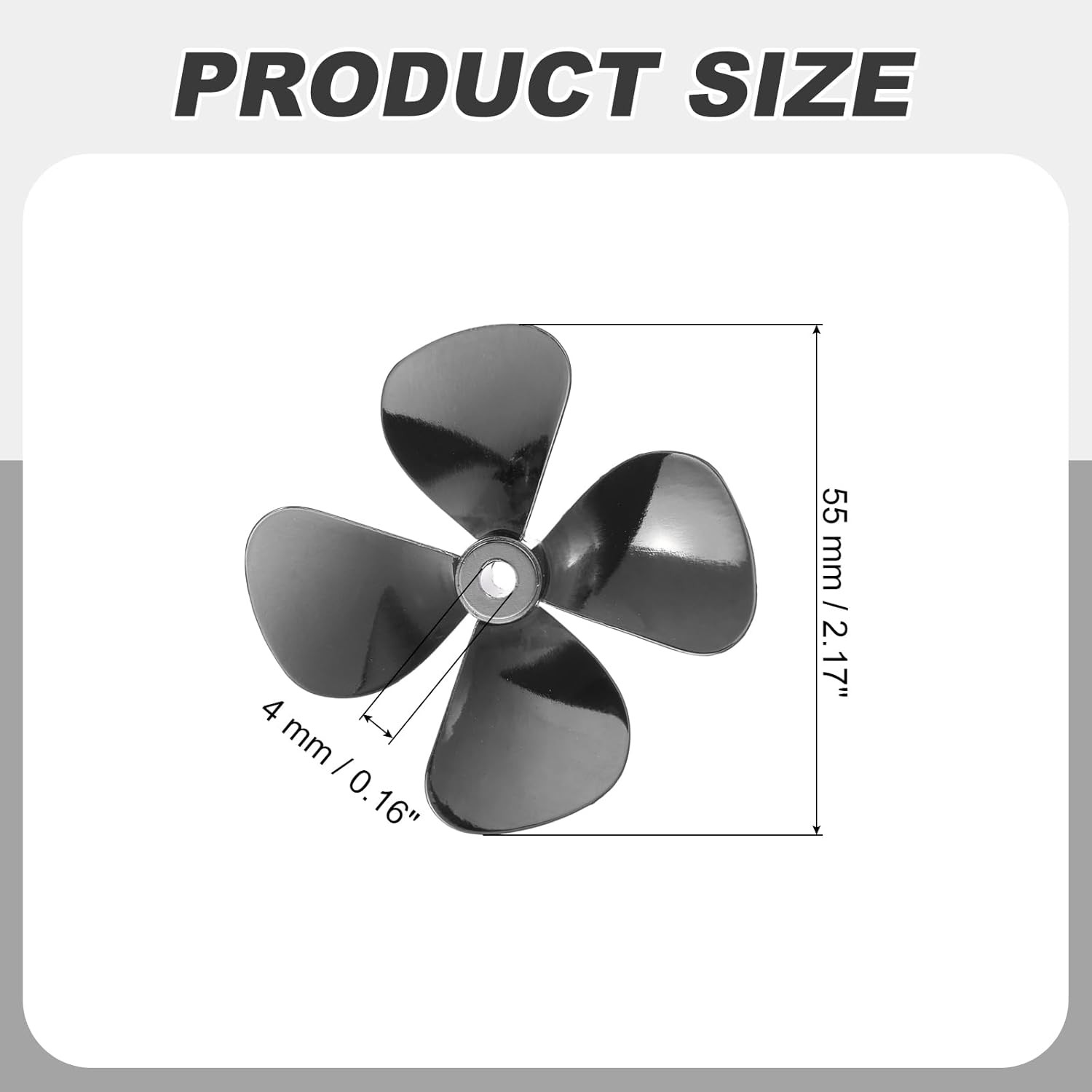 RC Boat Propeller 4 Blades Propellers 4mm Hole Dia 55mm OD CCW Clockwise