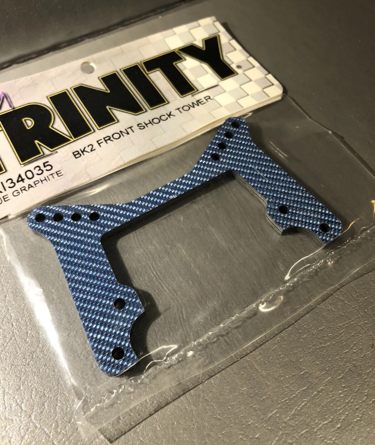 Trinity Rc BK2 Blue Carbon fiber Front Shock Tower Kinwald Graphite Vintage