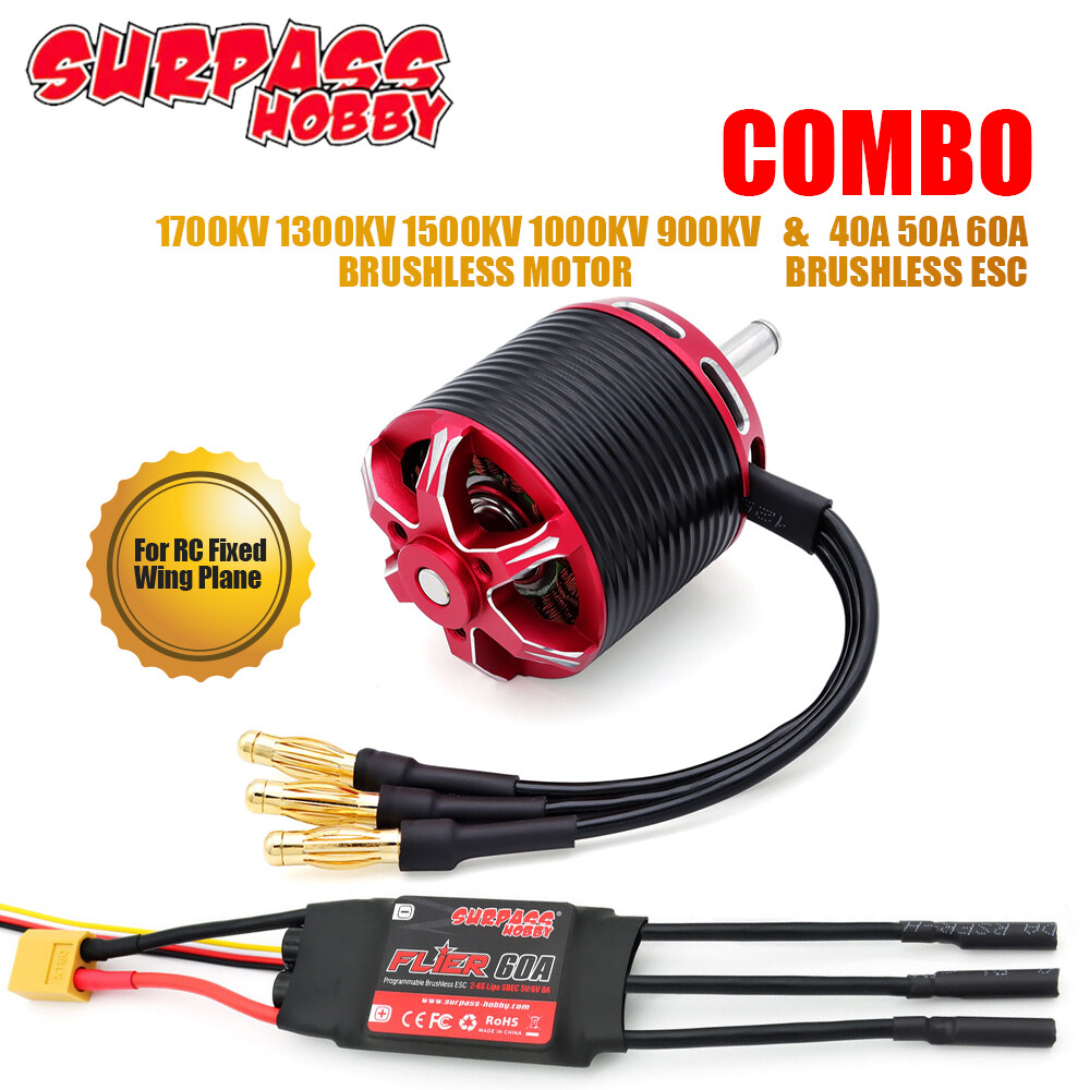 SURPASS HOBBY 900-1700KV Brushless Motor 40-60A ESC for RC Fixed Wing Air Plane