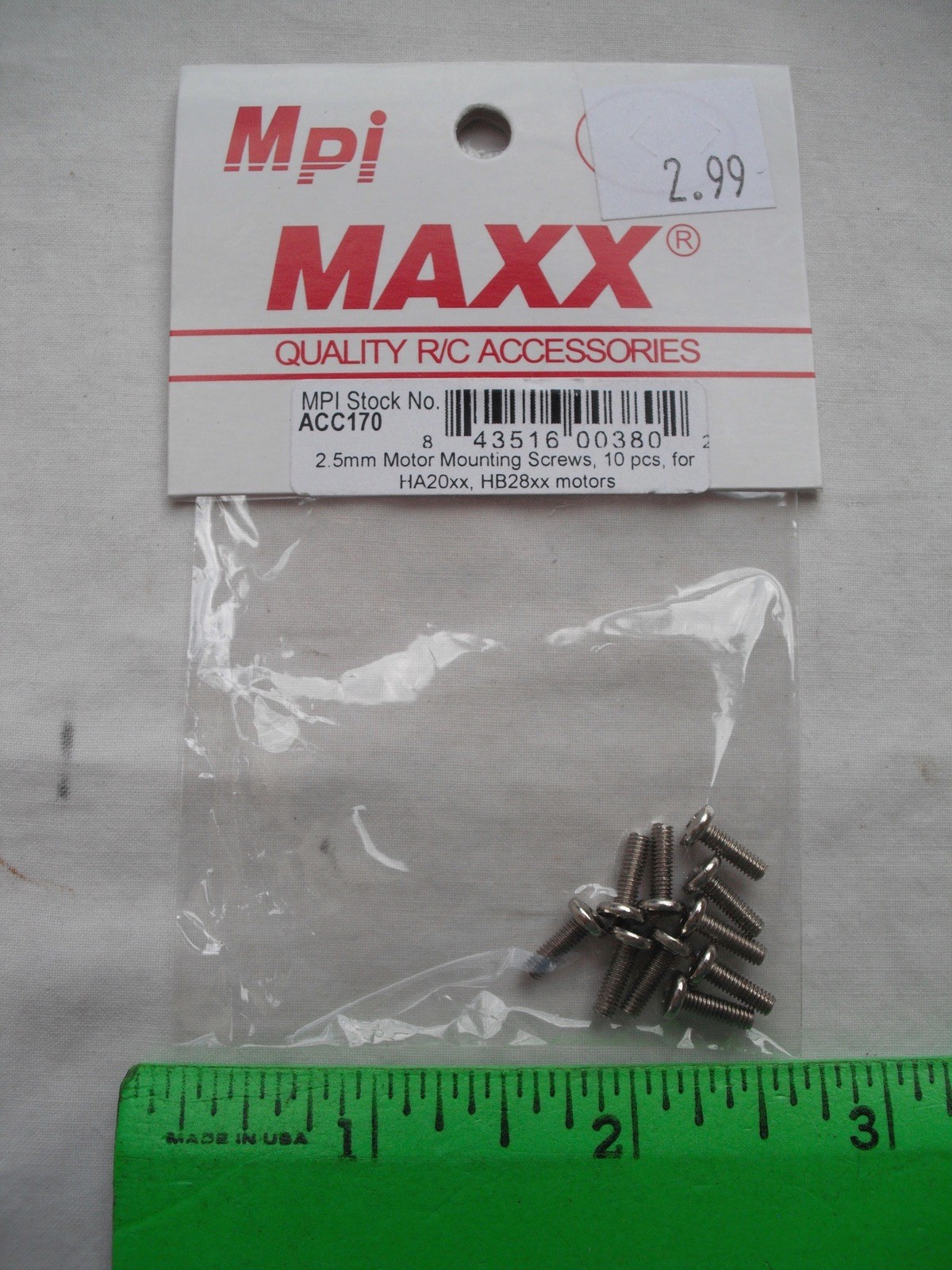 Lot of 2 Maxx Products Mpi ACC170,2.5mm Motor Mounting Screws,R/C Plane Airplane