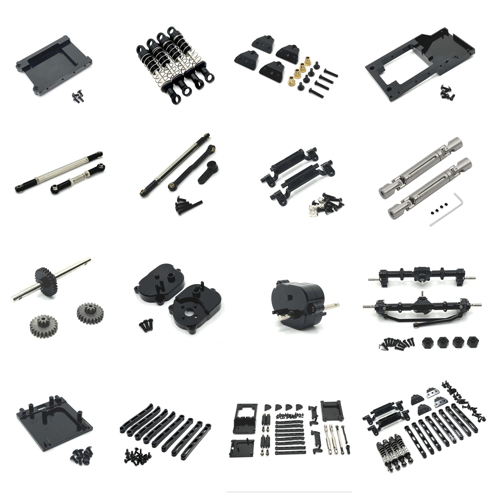 For Rc 1/12 MN168 4WD Off-Road Crawler car Aluminum Metal DIY Upgrade Part Black