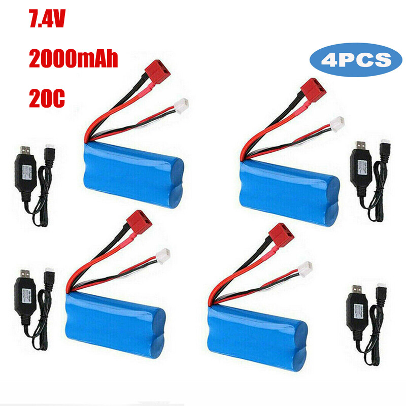 2000mAh 7.4V Li-ion Battery T Plug Battery Charger for RC Truck Buggy Off Road