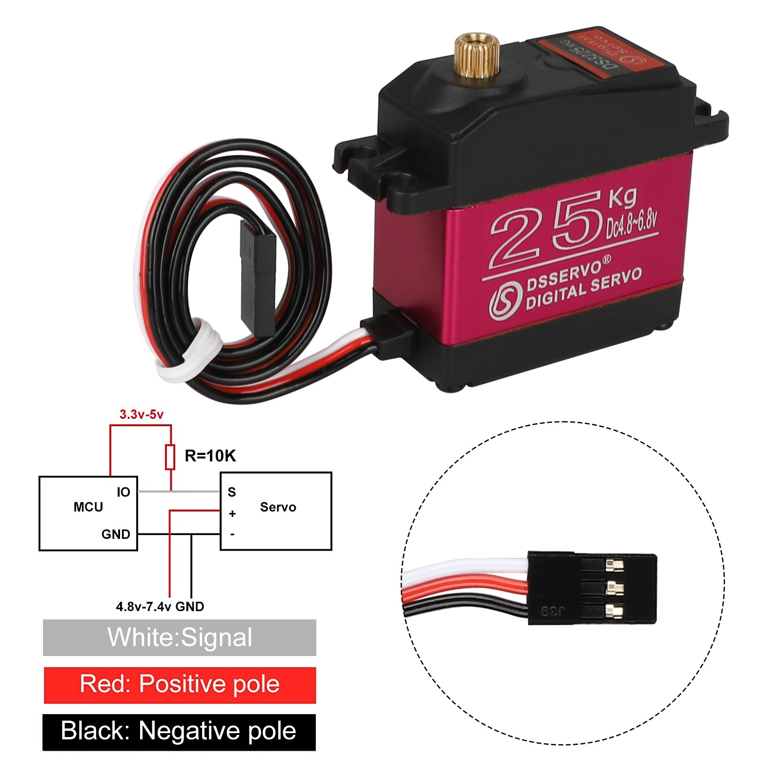 2PCS 25KG High Torque Digital Servo Metal Gear Waterproof for 1/8 1/10 RC Car