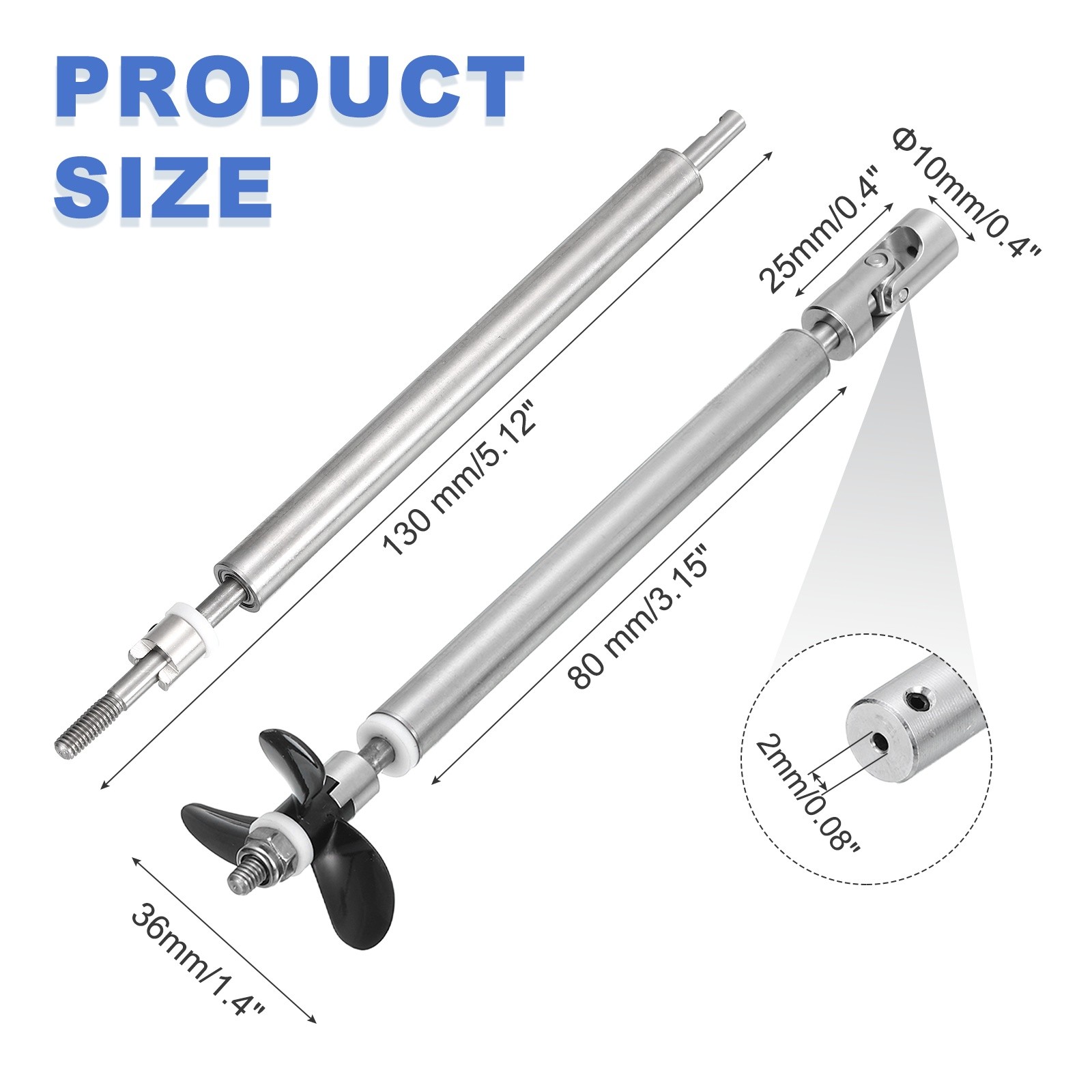 Para Drive Shaft W Propeller and Universal Joint, L130mm, Fit for 2mm