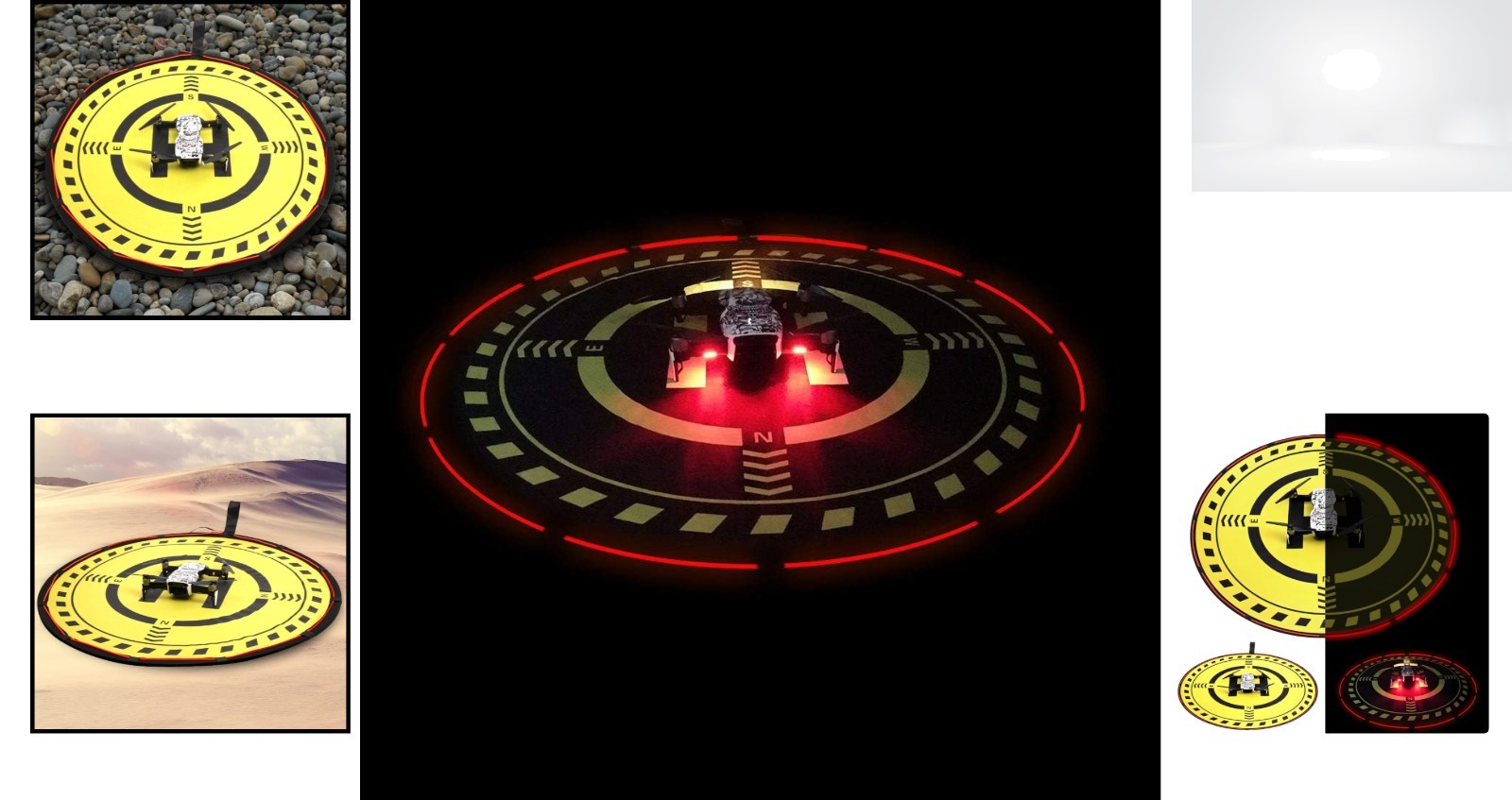 Drone Landing Pad 27.6in Waterproof Foldable Mat with LED Night Light for DJI RC