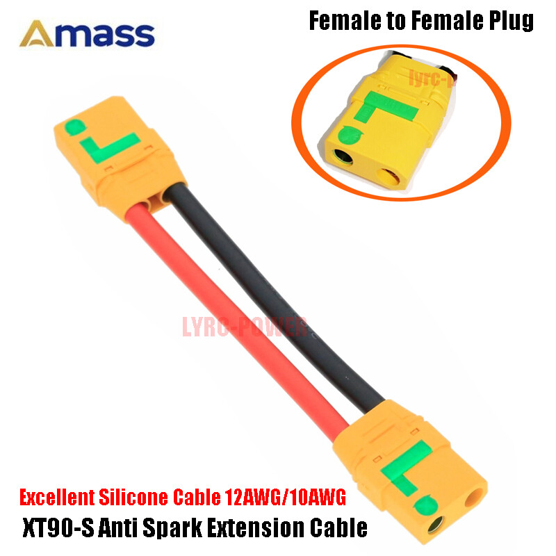 Amass XT90 XT90-S Anti Spark Female to Female Plug Extension Wire Cable 12/10AWG