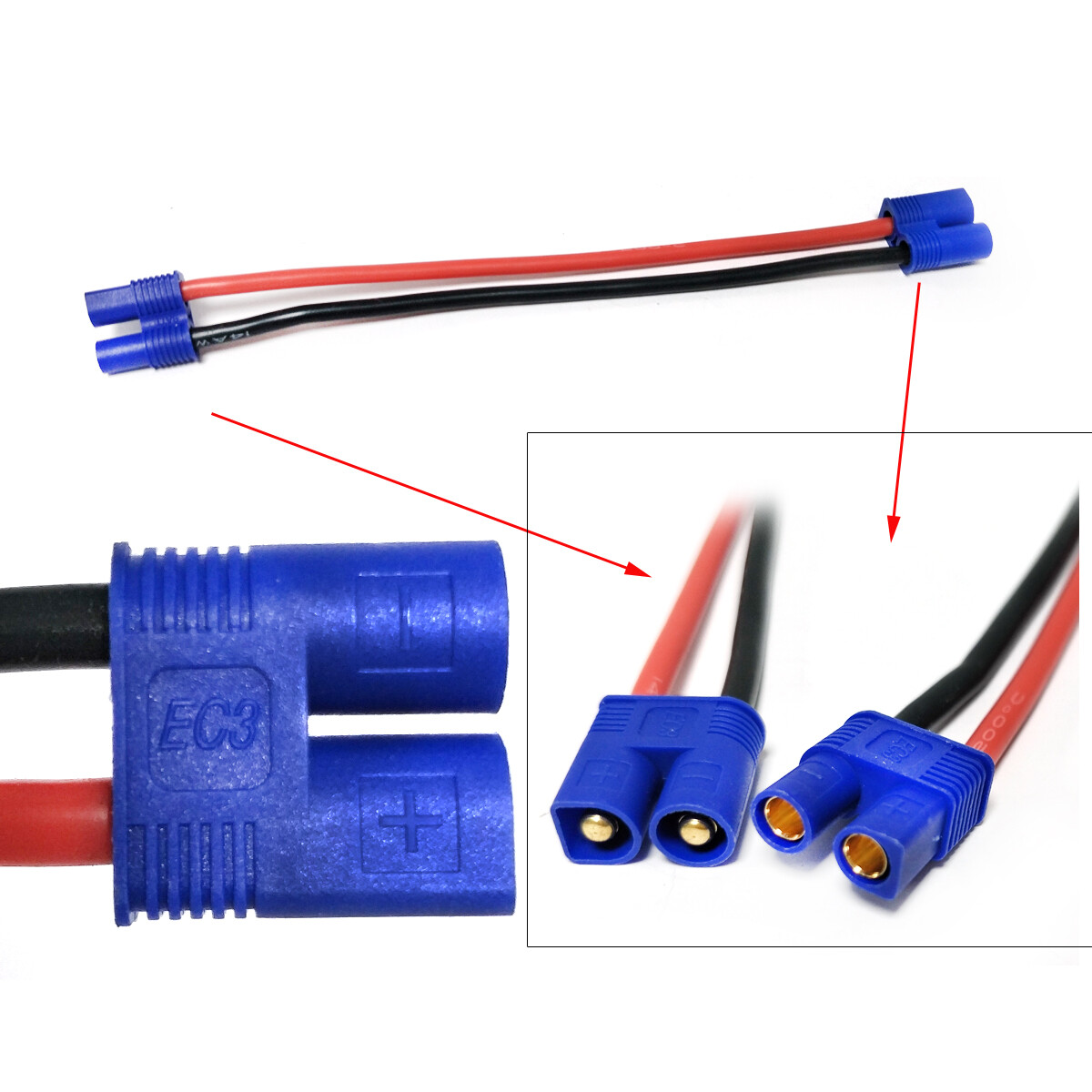 EC3 Male Female Battery Plug Cable Soft Silicon Extension Wire 14AWG 6/12/18inch
