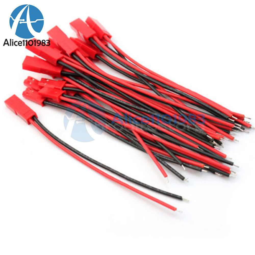 20-100Pairs JST Connector Plug Cable Line Male&Female for RC Lipo Battery 100mm