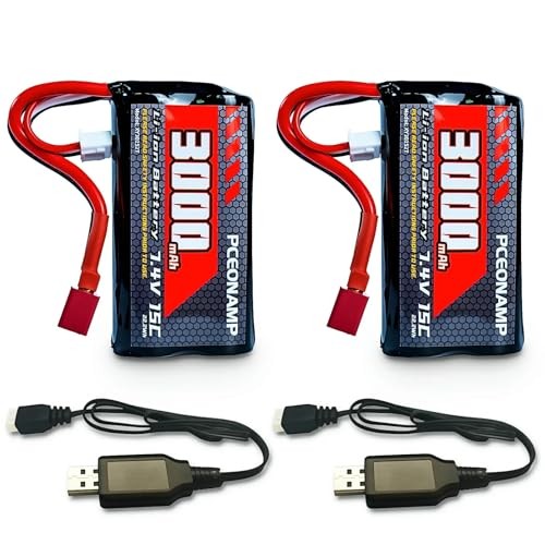 7.4V Li-ion Battery 3000mAh 2S with T Plug Rechargeable RC XY30152T-3000
