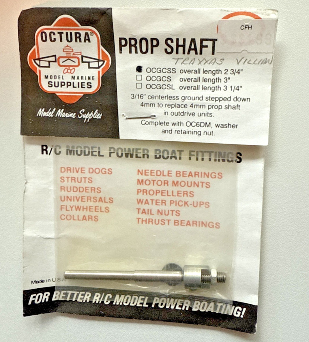OCTURA PROP SHAFT 2 3/4″ OVERALL LENGTH NEW OLD INVENTORY