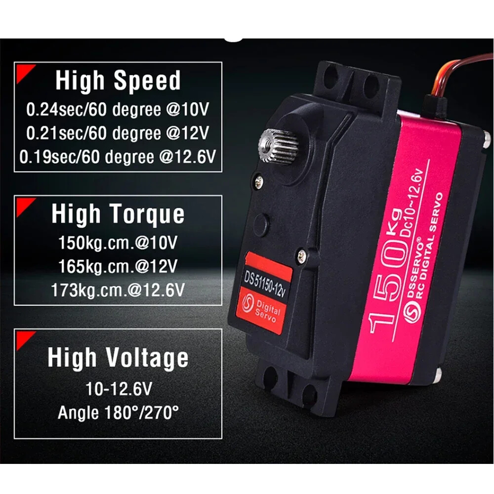 7-150KG Digital Robot Servo Metal Gear Motor Double-Shaft 180/270 Degree For Rc