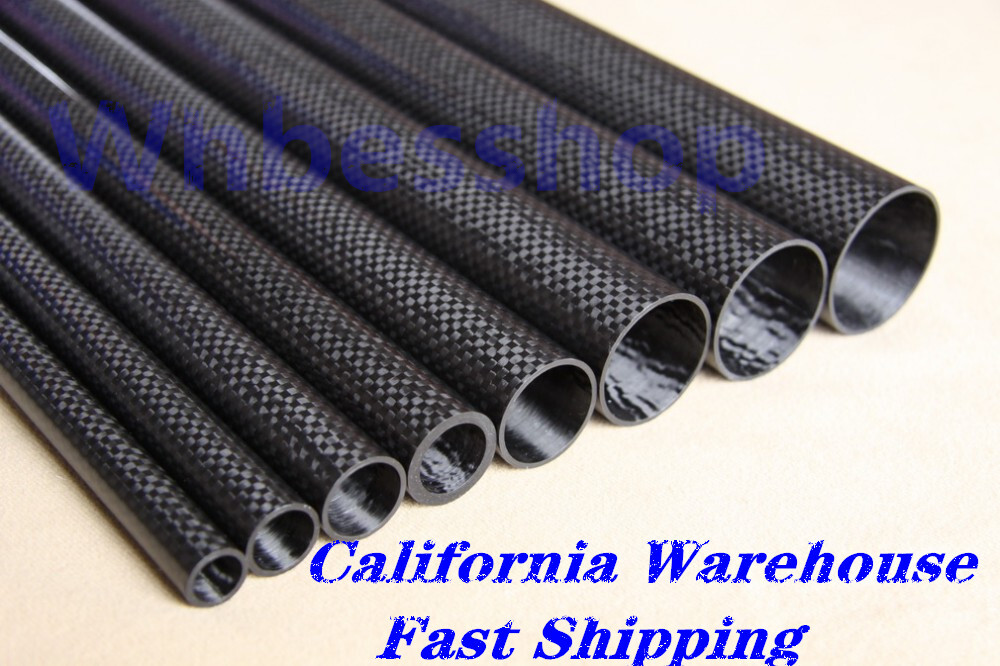 3k Carbon Fiber Tube/Pipe OD 10 12 14 15 16 18 20 22 24 25 27 30 32 35 40x 500MM