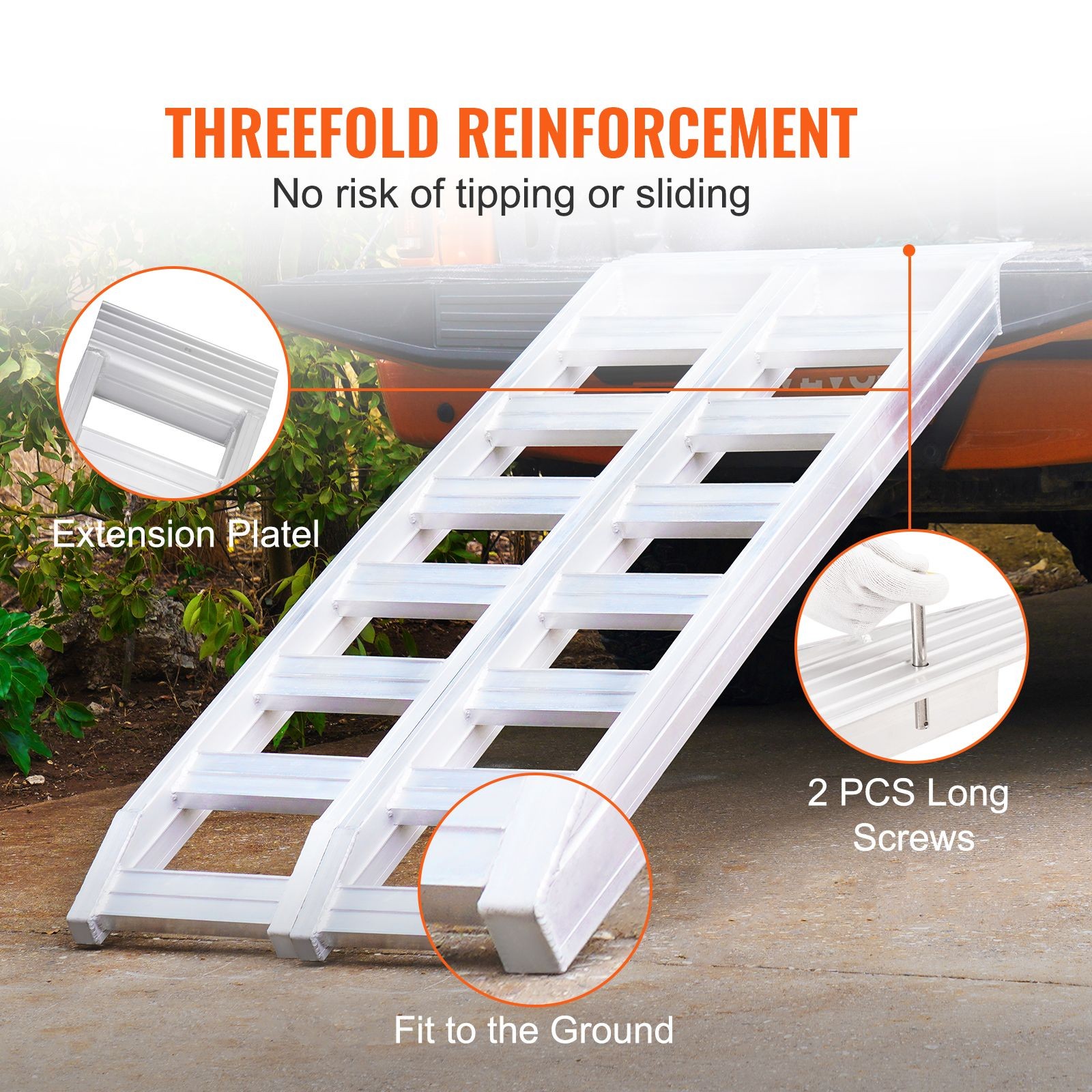 Aluminum Ramps, 8810 lbs, Heavy – duty Ramps with Top Hook Attaching End