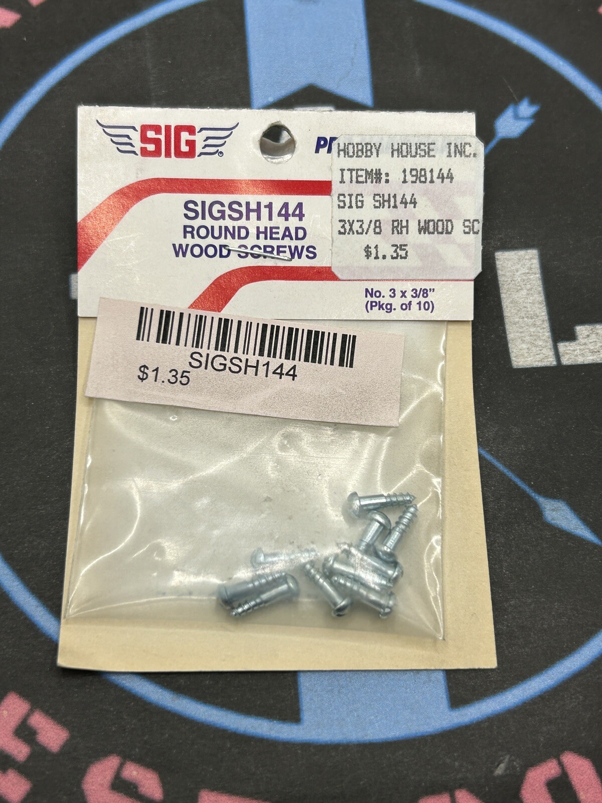 Sig. SIGSH144 Round Head Wood Screws. No. 3 x 3/8″ (Pkg. of 10)