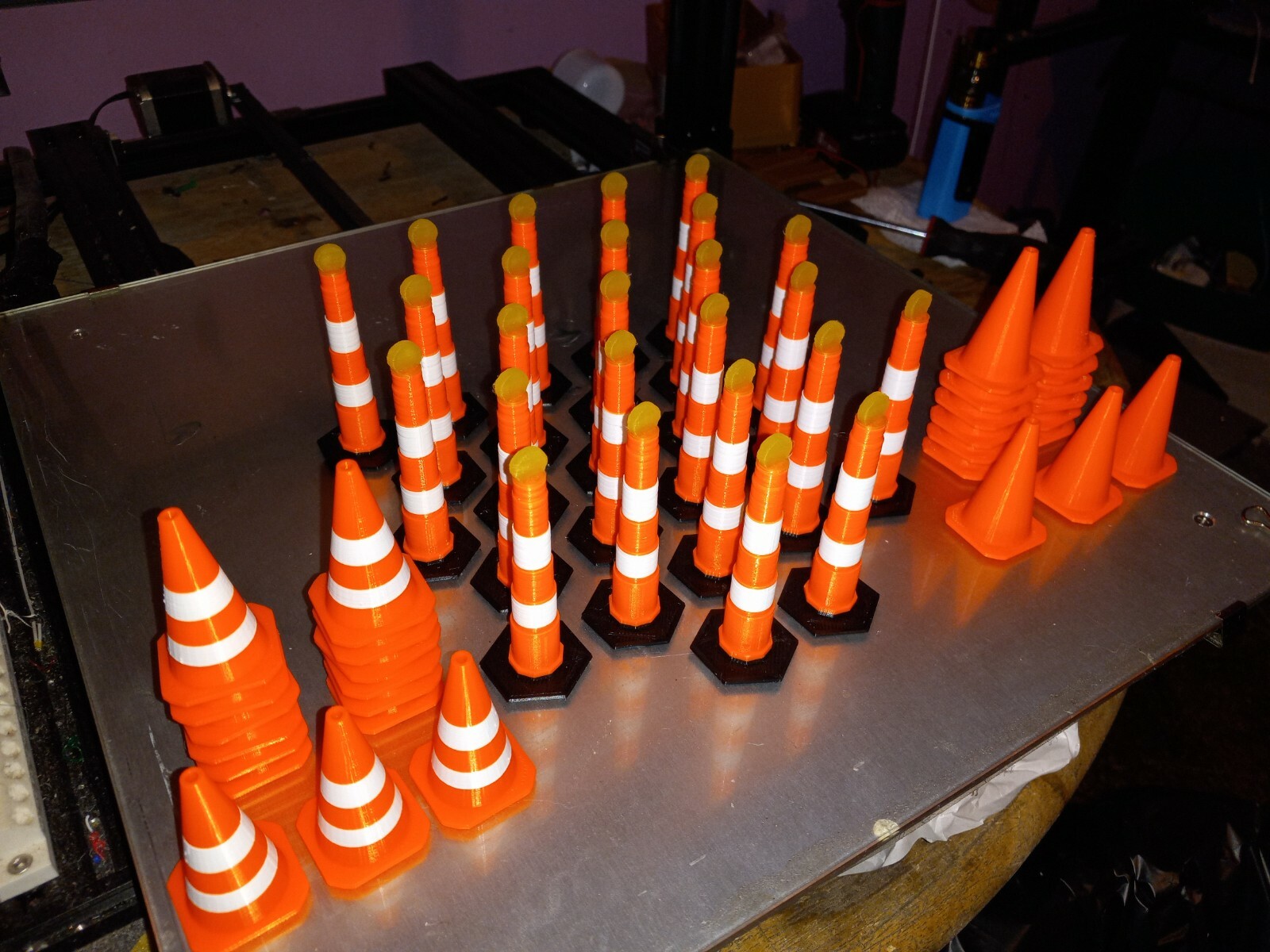 Set of 55 RC Scale Orange Road Barrier Cones Variety Set,, Cones 1/10 Scale RC
