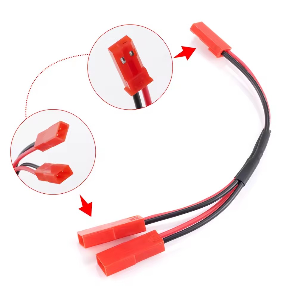 NZHOBBIES JST Y Adaptor 1 Male to 2 Female 24AWG Silicone Wire Connector