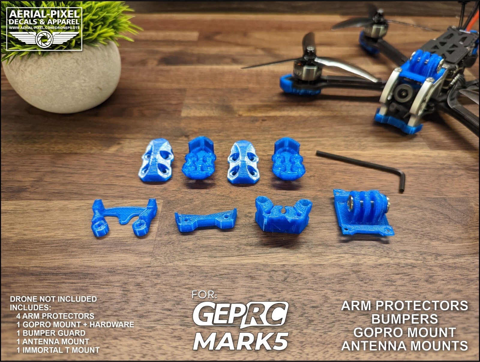 GEPRC Mark5 TPU Set – Arm Protectors, GoPro Mount, Bumper Guard, Antenna Mount