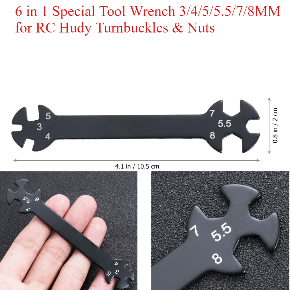 6 in 1 Special Tool Wrench 3/4/5/5.5/7/8MM for RC Hudy Turnbuckles & Nuts