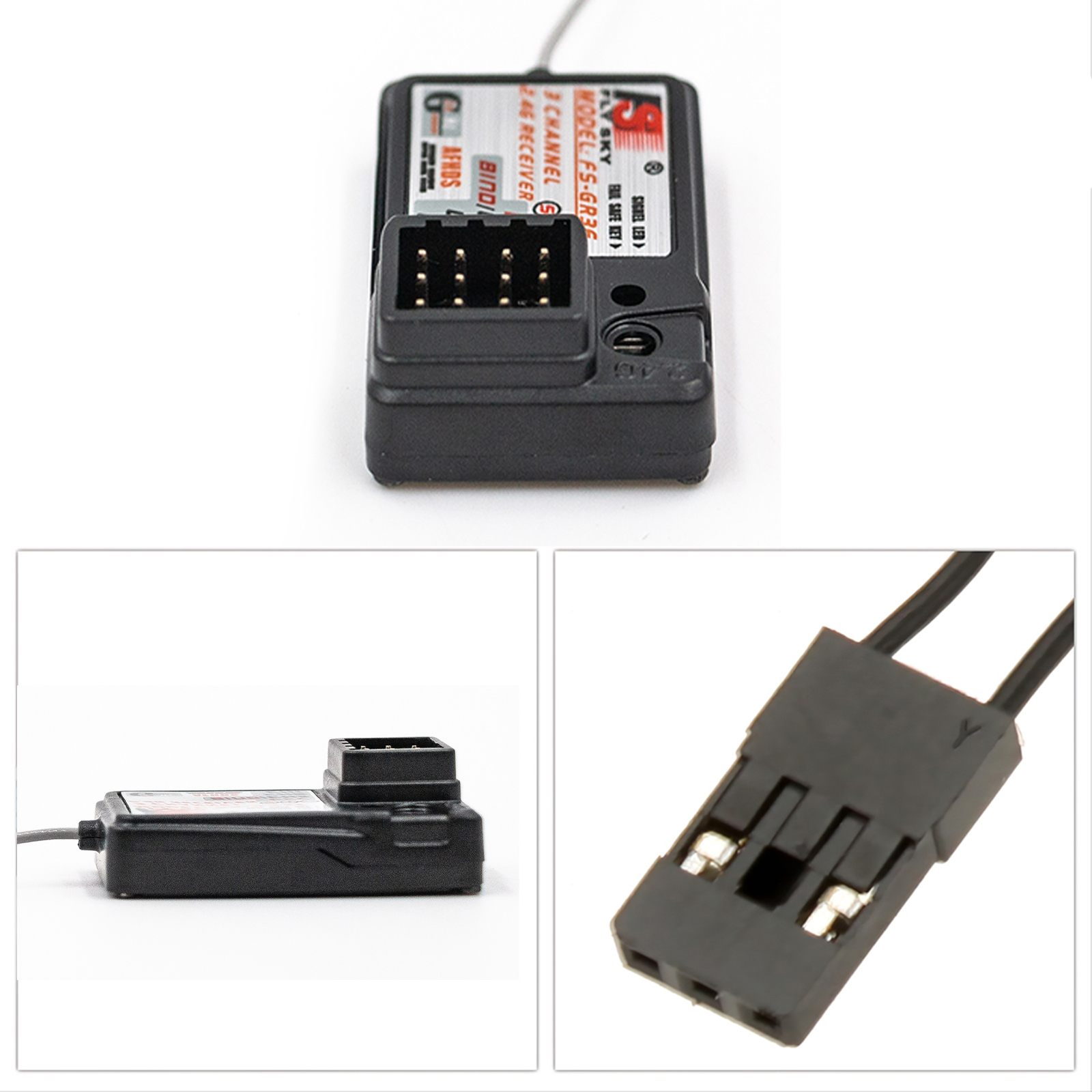 2Pcs Flysky FS-GR3E AFHDS 2.4G 3CH Receiver for FS-GT2 FS-GT2B FS-GT3B A1V7