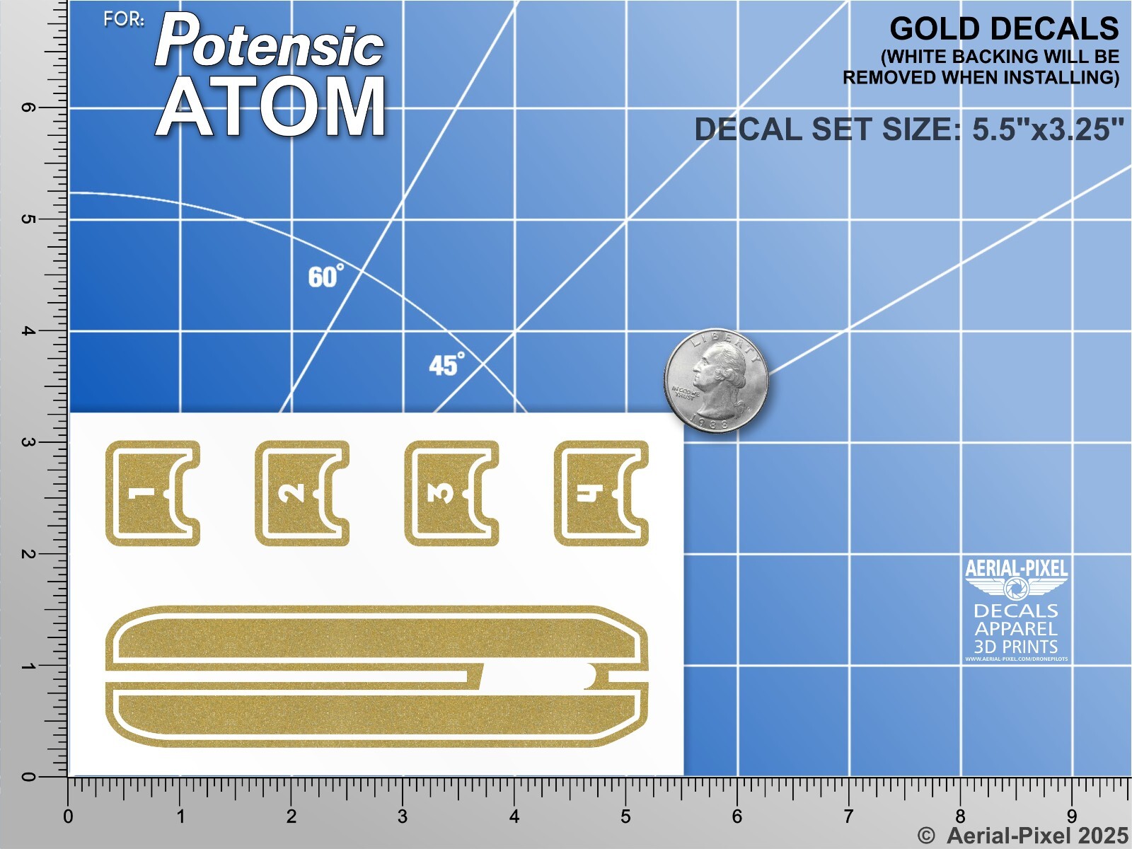 Potensic Atom Racing Stripes With Battery Decals Number #1-4 Sticker Skin