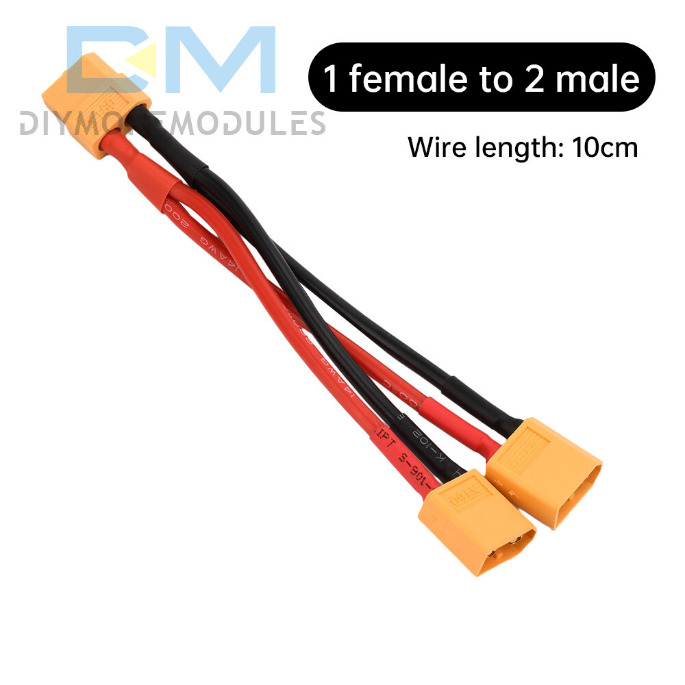 XT60 Male/Female Cable Parallel Battery Connector 4AWG Silicone Wire Y Splitter