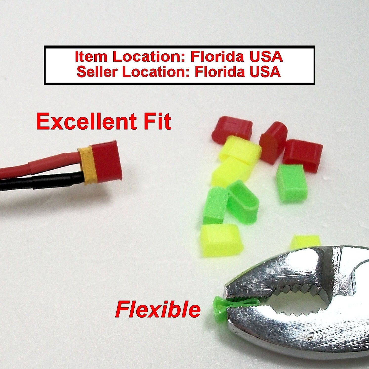 XT30 RC Battery Connector Cap Cover GREEN, RED, YELLOW Lots of 12 each
