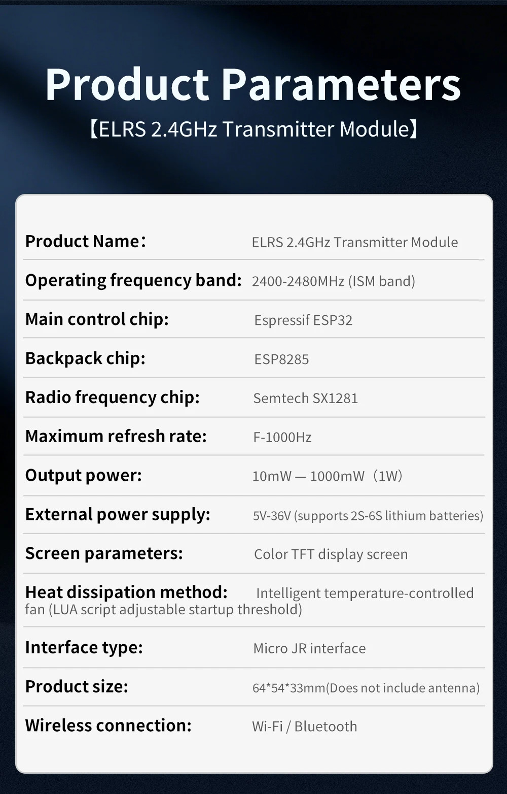 HPXGRC ELRS 2.4G 1W Micro TX Module Long Range Wireless Communication Module FPV