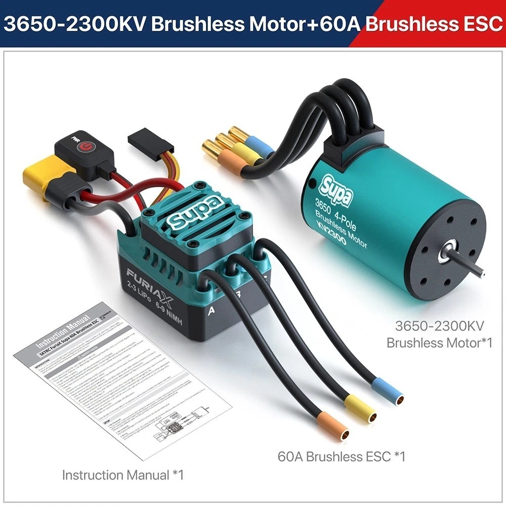 SKYRC FuriaX Supa 3650 Motor / 60A ESC Brushless 2-3S For 1/10 RC Car Truck