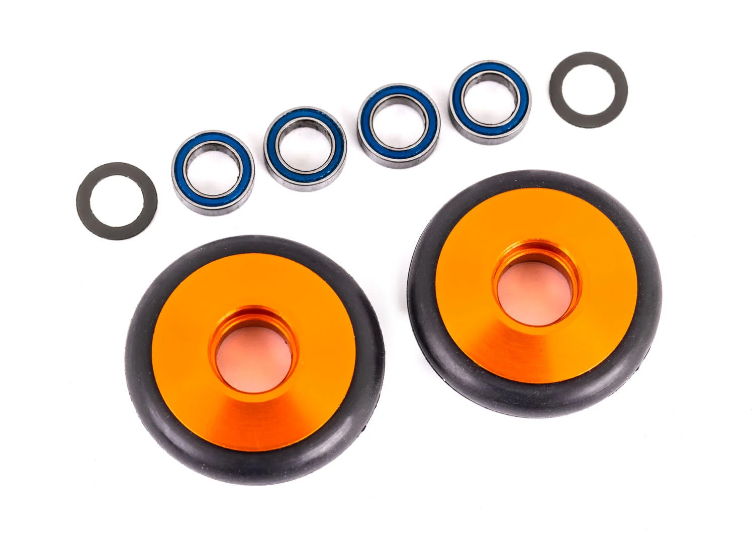 TRA9461A Orange Aluminum Wheelie Bar Wheels (2) for Drag Slash Bandit Rustler…
