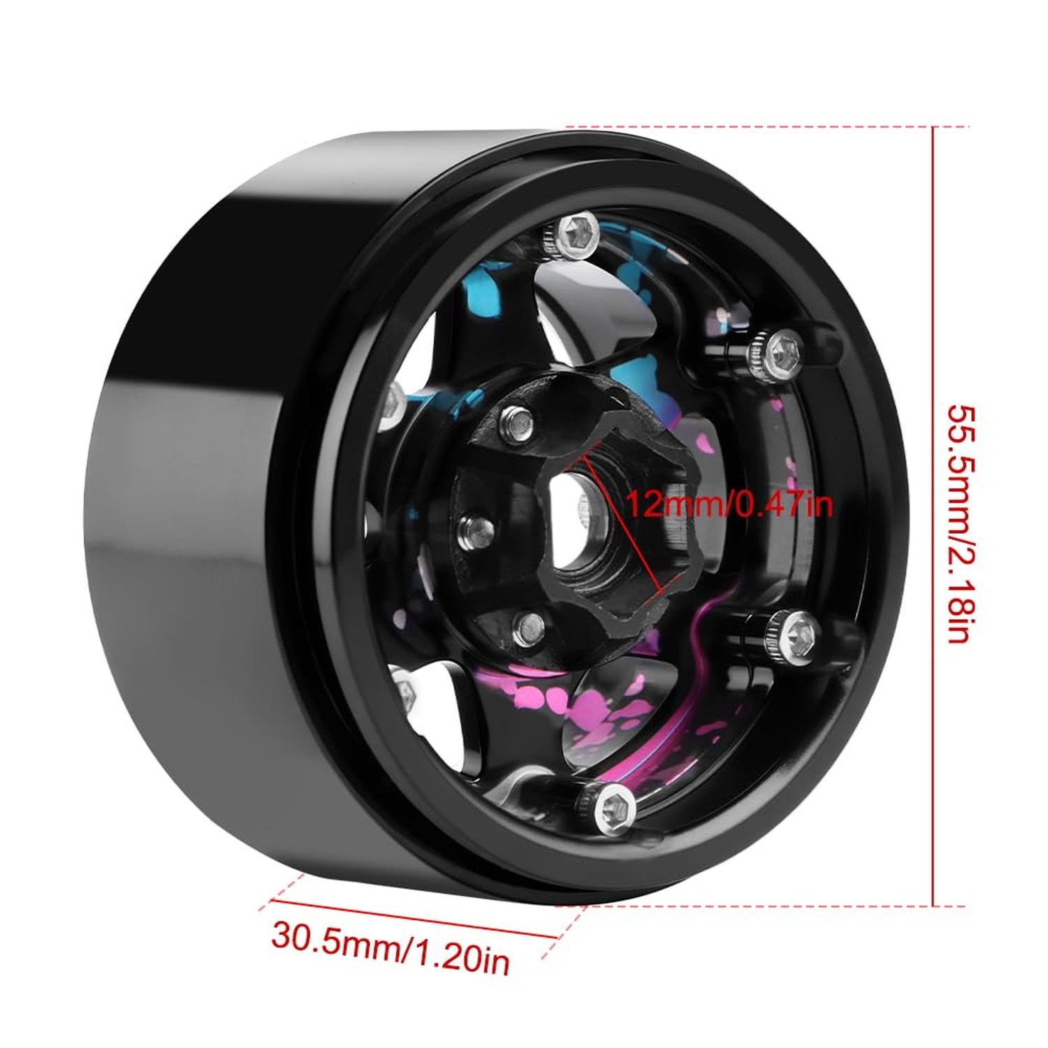 GLOBACT Aluminum 1.9 Beadlock Wheels Splash Anodizing Offset -10.5mm RC Wheel…