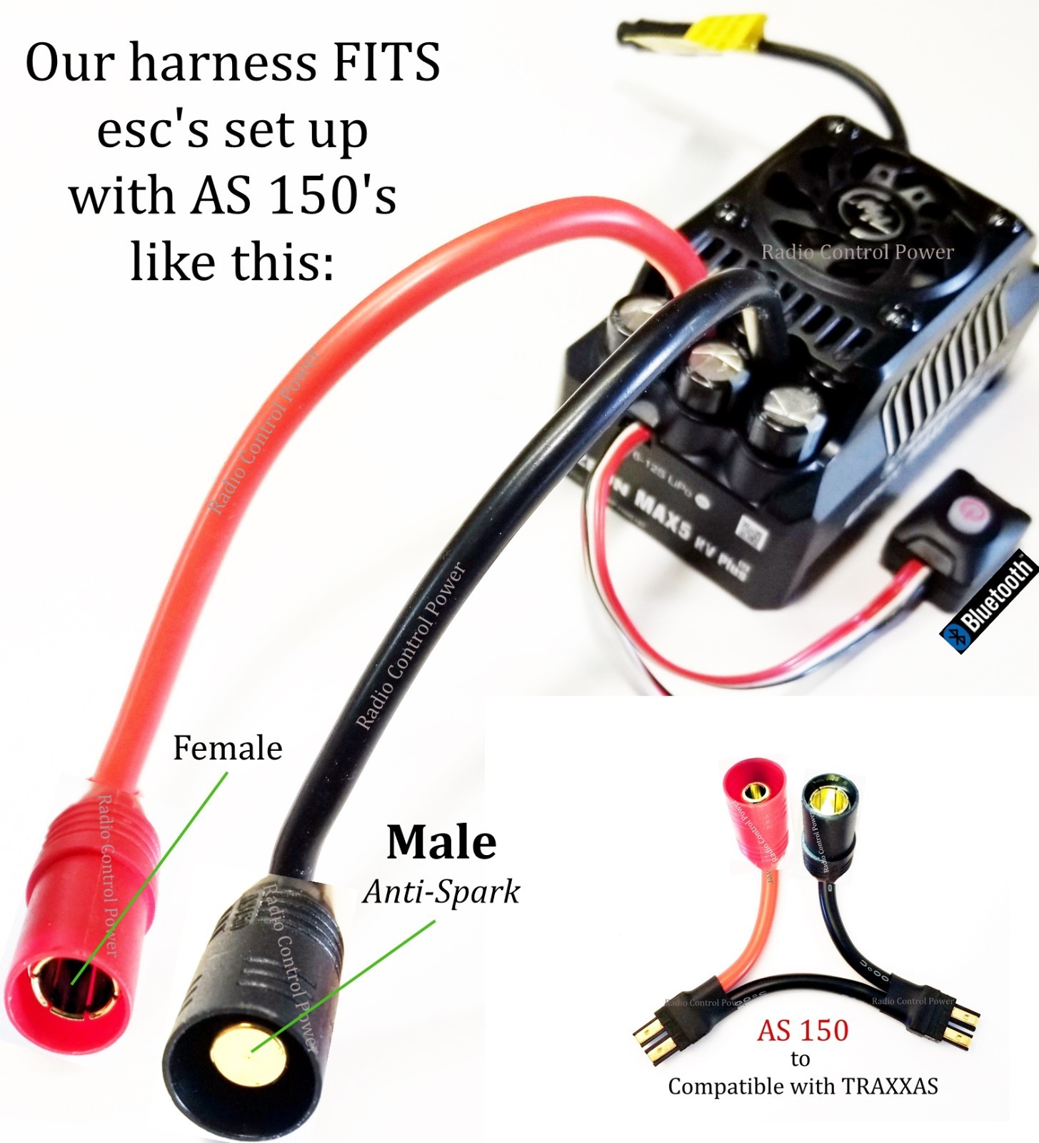 RCP AS150 To Fits ALL Traxxas Batteries Series Harness 8 0r 10 awg wire