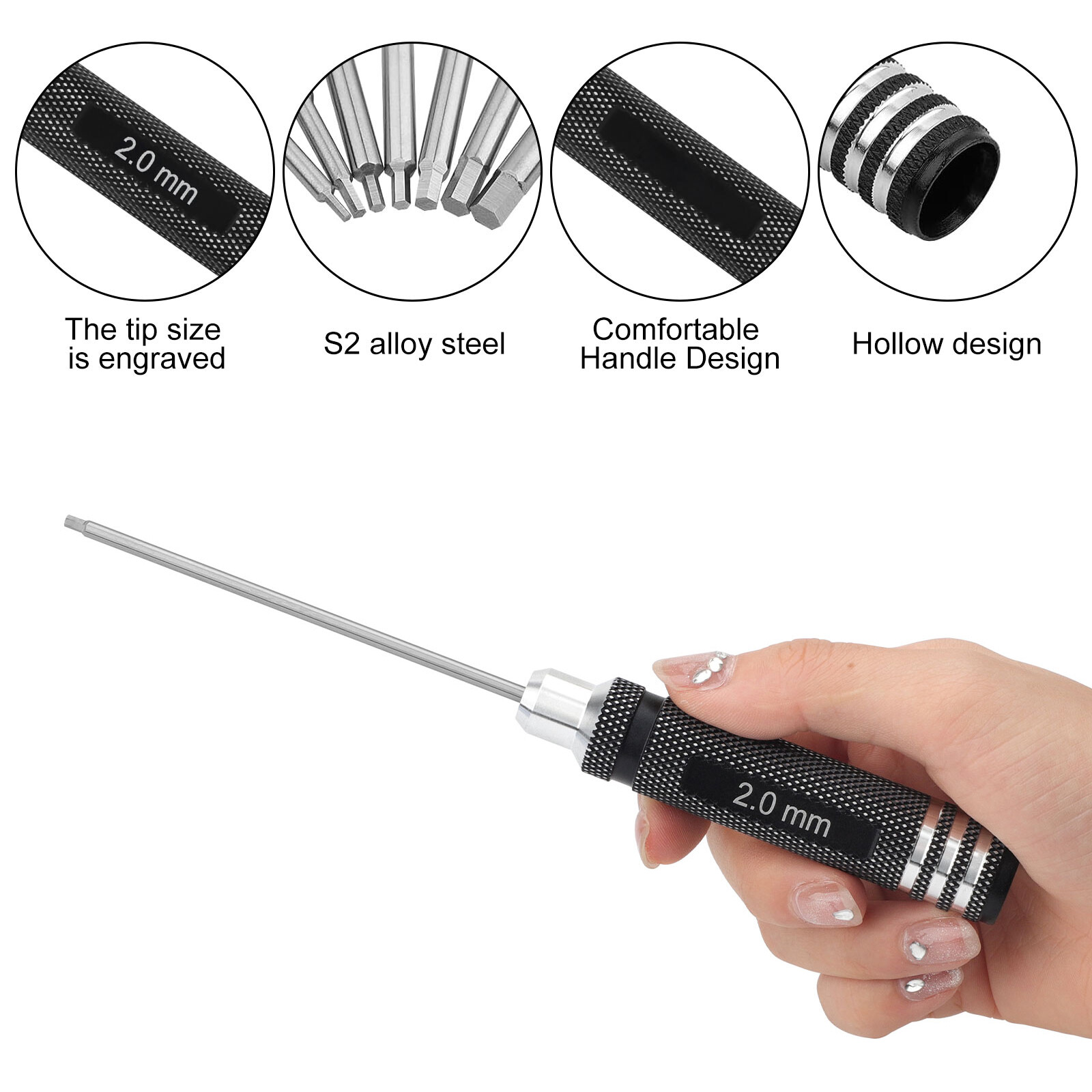 7Pcs Metric Hex Screwdriver Set Repair Tools Kit 0.9-3.0 mm for RC Helicopter