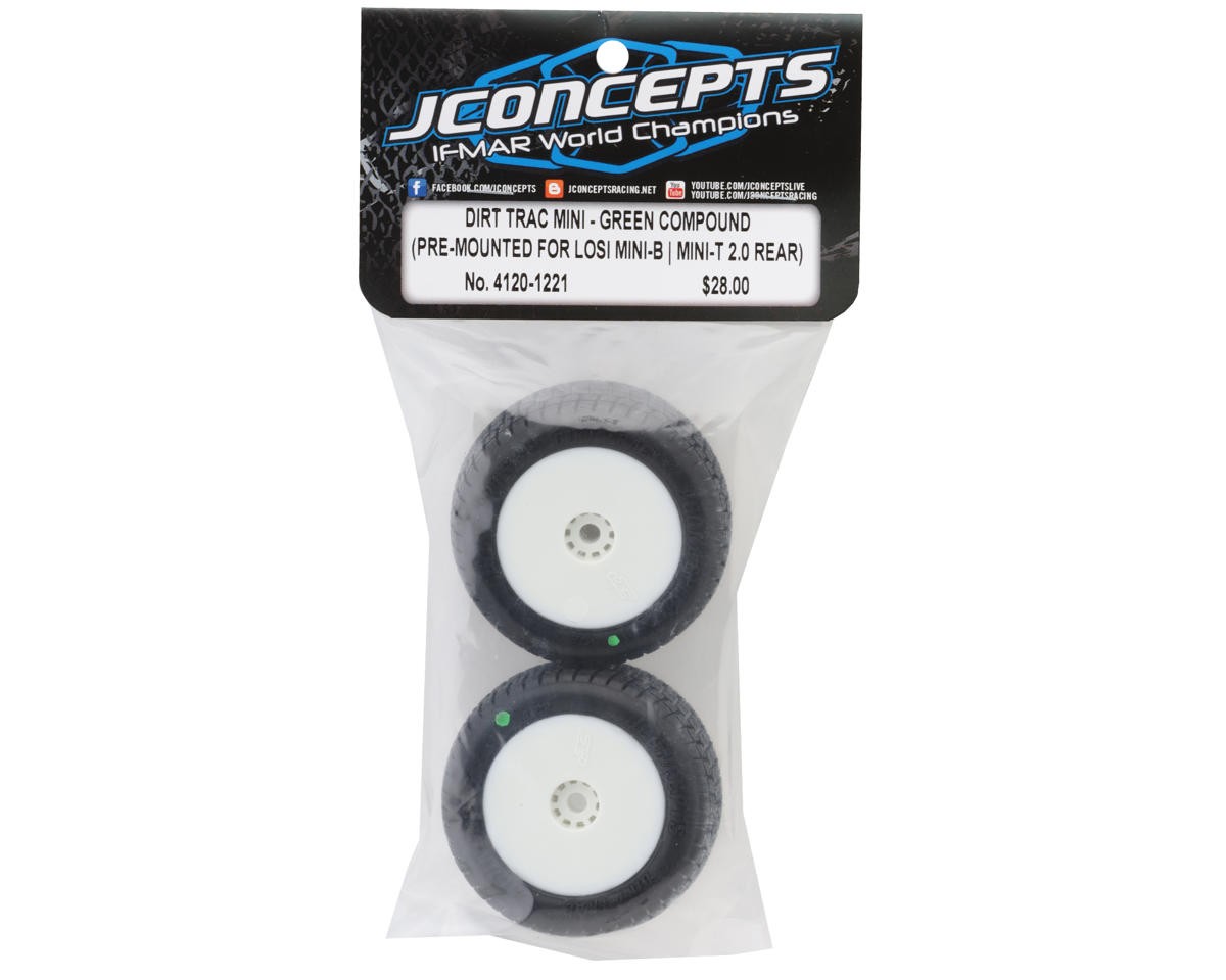 JConcepts Mini-B/T Dirt Trac Mini Pre-Mounted Rear Tires (White) (2)