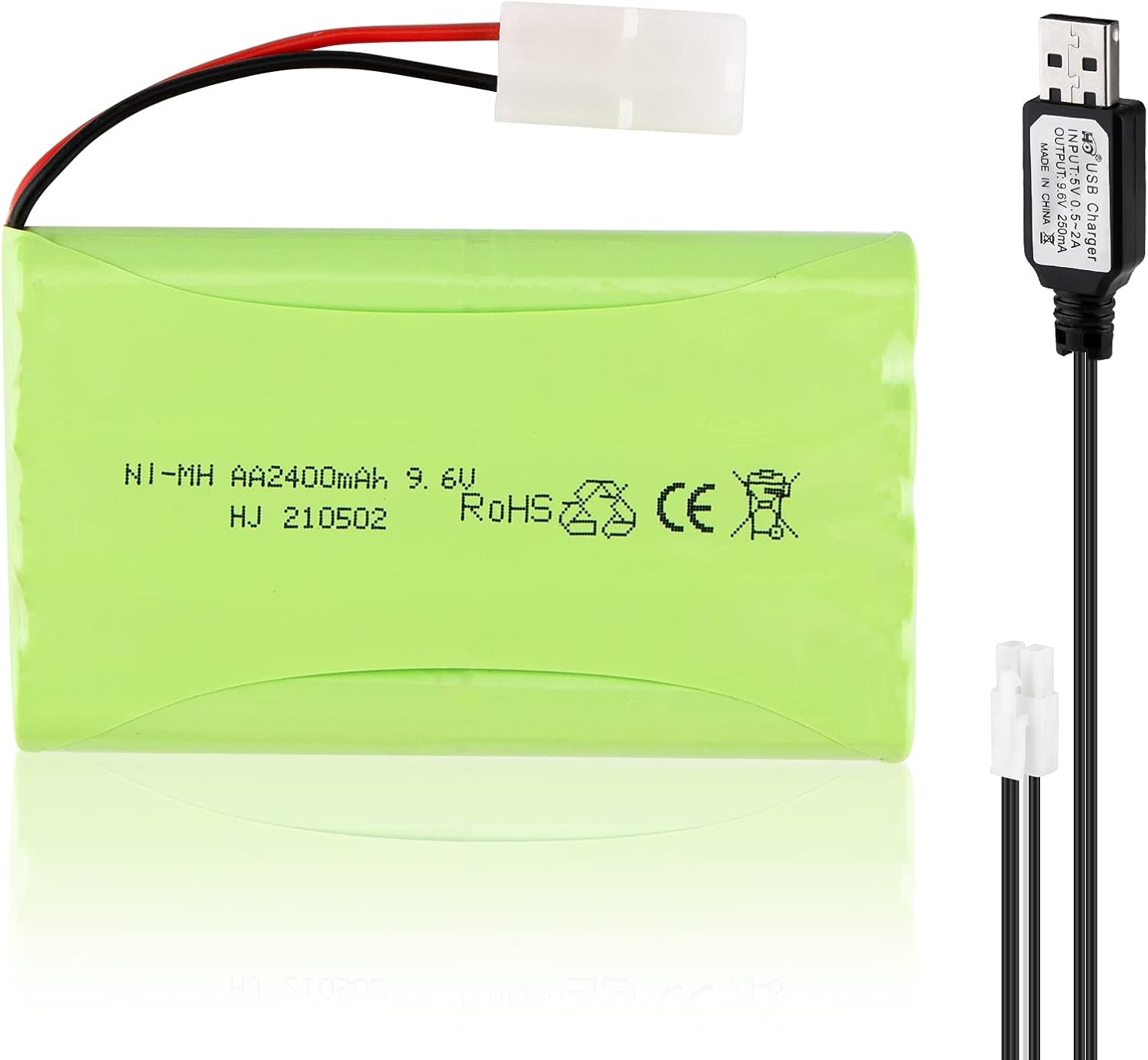 2400mAh 9.6V AA NiMH Battery Pack KET 2P Connector USB for RC Car RC Boat Truck