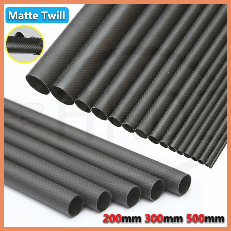 3K Carbon Fiber Tube Matte Twill Length 200 /300/500mm OD 5mm to 50mm Fibre Tube