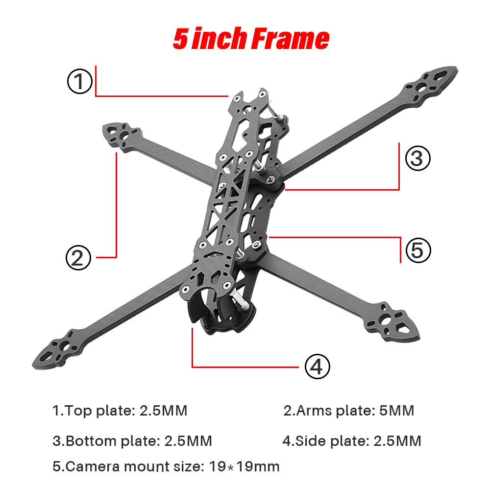 9IMOD Mark4 5inch FPV Racing Drone Frame 225mm 3K Carbon Fiber with Print Parts