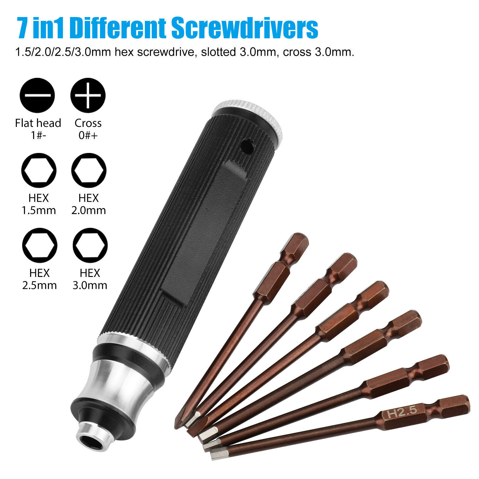 Metric Hex Screwdriver Set Repair Tools Kit 1.5mm/2.0mm/2.5mm/3.0mm for RC Car