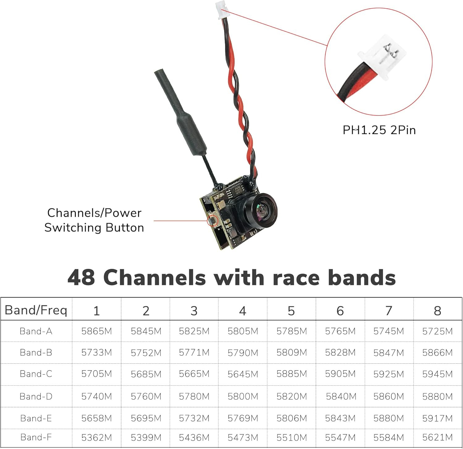Radiolink 5.8G 48CH Wireless Image Transmission OSD Camera for RC8X FPV Display,