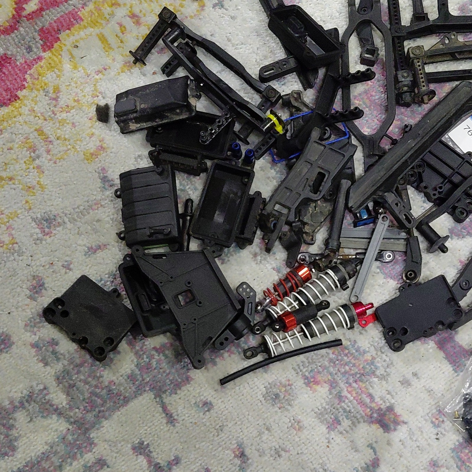 RC Car Parts Lot – Shocks, Motors, Chassis/Frame, Suspension, Hardware