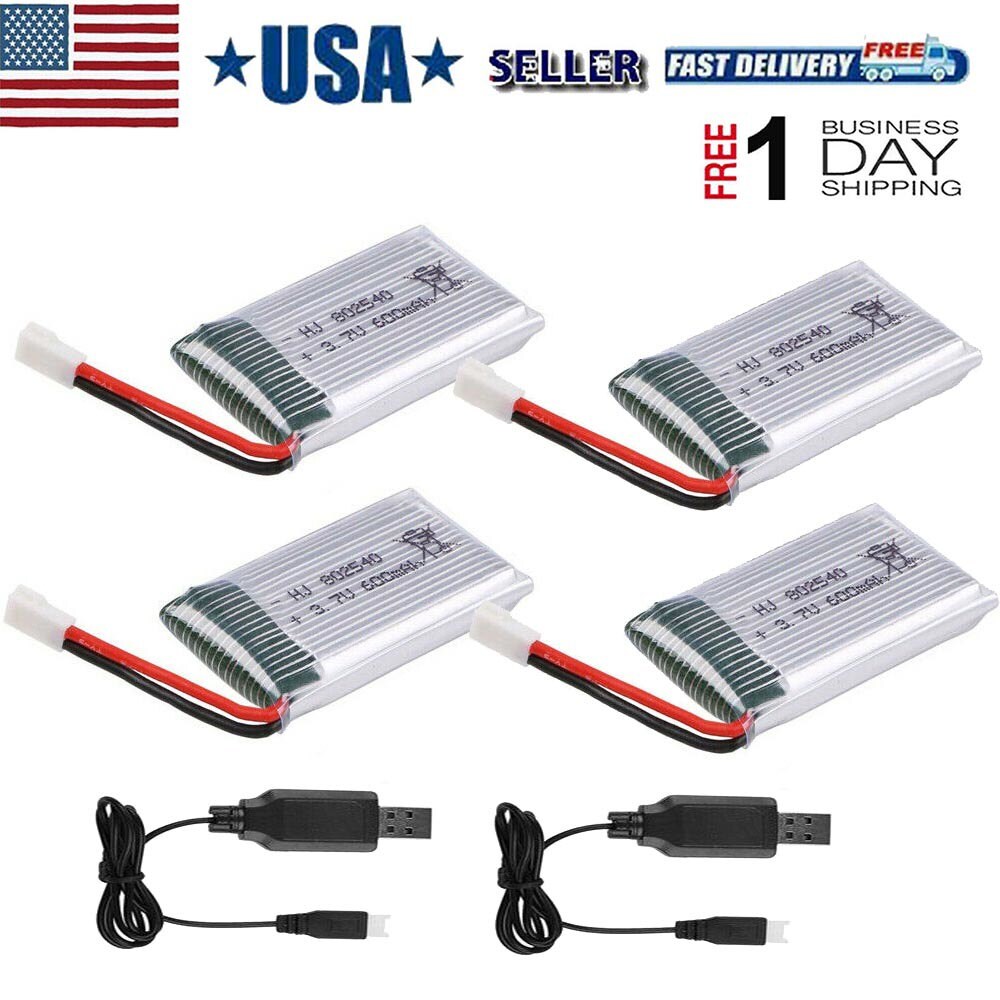 Lipo battery 3.7V 600mAh 25C XH2.54 Plug w/ USB Charger For RC Quadcopter Drone