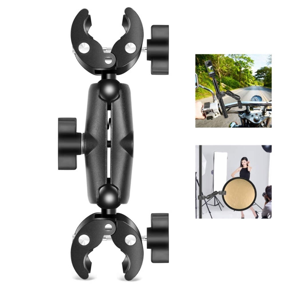 Motorcycle Dualheads Crab Clamp Handlebar Fixed Mount GoPro Action Cameras