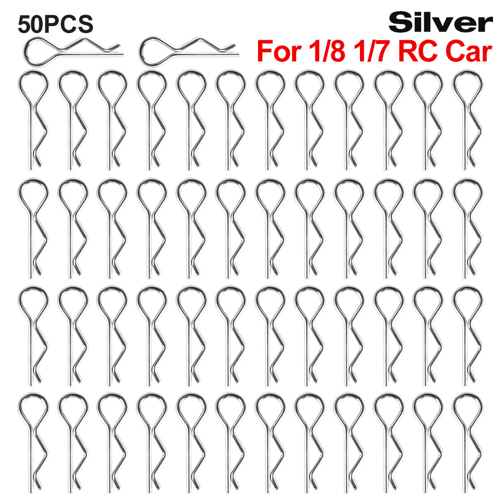50pcs RC Body Clips Metal R Buckles for 1/7 1/8 1/10 1/12 1/14 1/16 1/18 Car